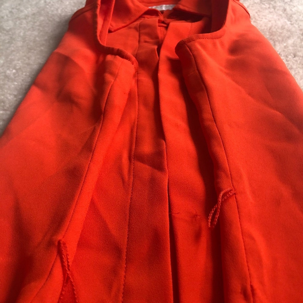 AS IS Michael Kors Bright Orange Shirt Dress, sz 0 - Picture 8 of 11
